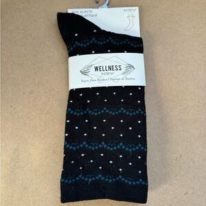 Wellness Black Patterned Bamboo Blend Anti Bacterial Socks Size 9-11 (shoe 6-10)
